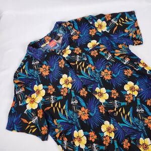 Coca Cola Hawaiian Tropical Flower Coke Bottle Button Up Short Sleeve Shirt Med